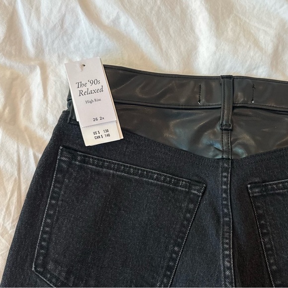 Abercrombie & Fitch High Rise Black Leather Waist Jeans NWT - Picture 3 of 5